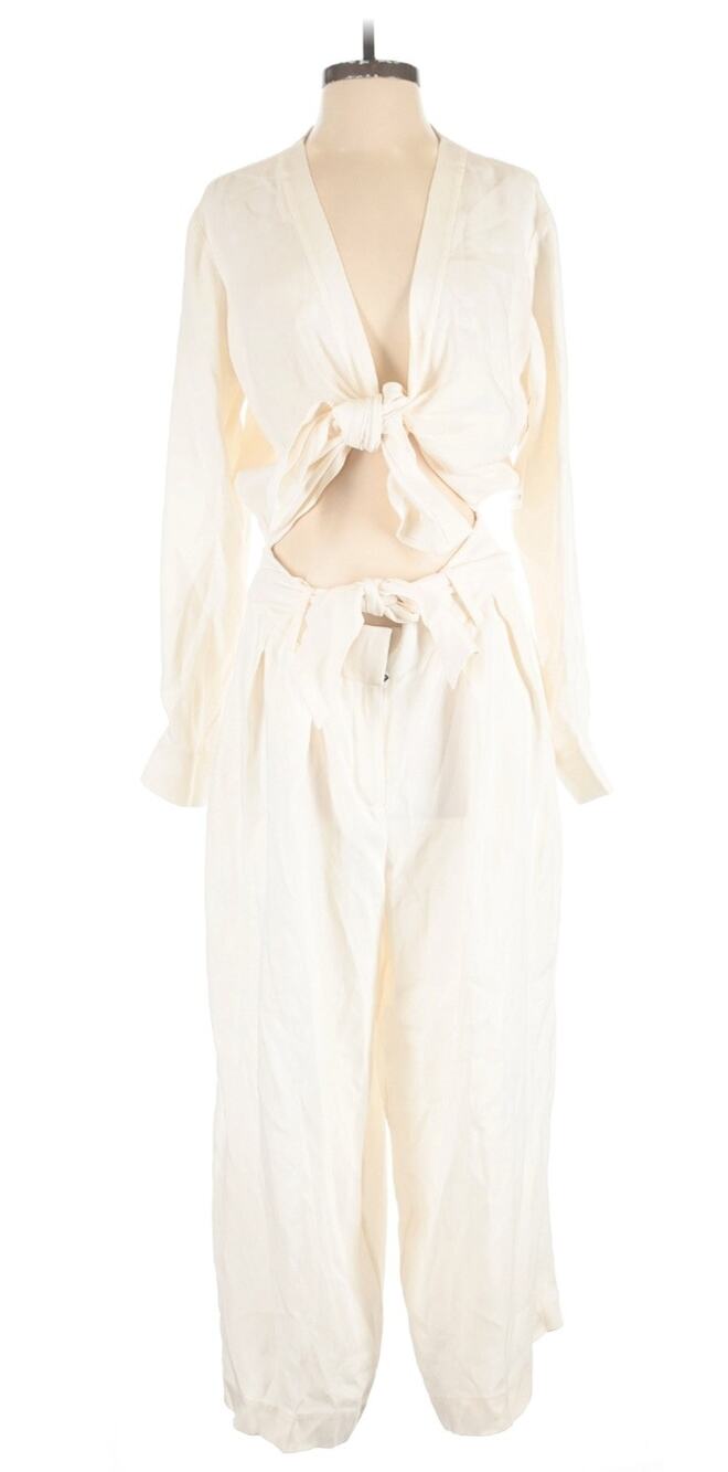 ISSA London Madison NWT 100% Silk Long Sleeve Plunge Wrap Jumpsuit - Size 6